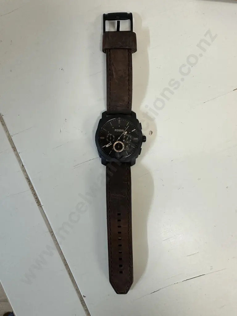 FOSSIL Machine Chronograph Watch With a Dark Brown Leather Strap. FS5251SET Image 1++